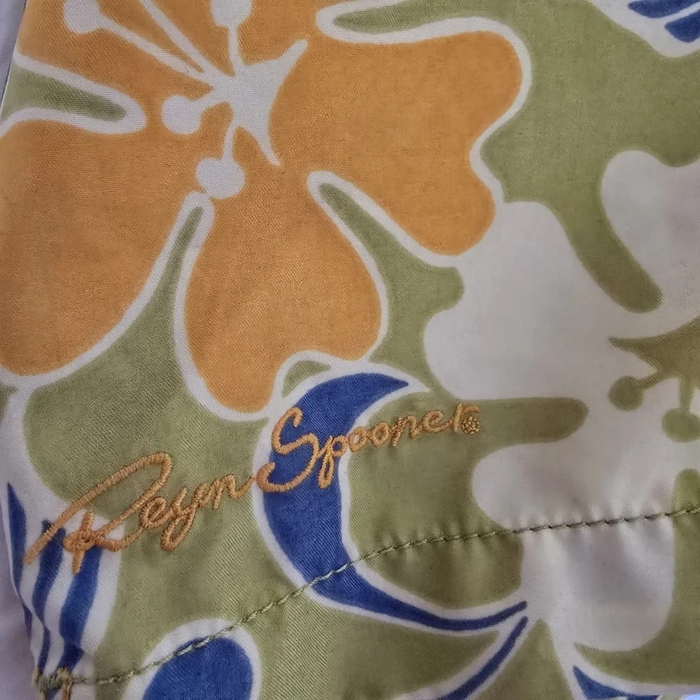 NWT Reyn Spooner Green and Orange Floral Swim Trunks